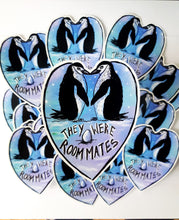 Load image into Gallery viewer, Chinstrap penguins sticker - Gay penguin couple with egg- they were roommates- Queer art 3x4 weatherproof vinyl sticker