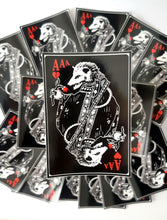 Load image into Gallery viewer, Ace of heart - Screaming opossum playing card style 2x4 Weatherproof vinyl sticker