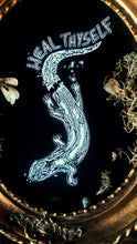 Load image into Gallery viewer, Salamander patch - Heal thyself - Screen printing on black fabric