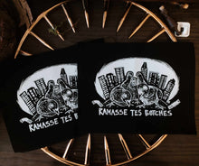 Load image into Gallery viewer, Pigeons ramasse tes botches - 5x7'' Patch - Screen printing on black fabric