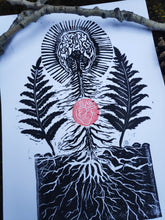 Load image into Gallery viewer, Cerebral nature print- linocut print on paper