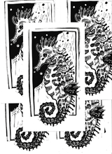 Load image into Gallery viewer, Sea horse - sea critter - 4.75'' x 8.5'' Linocut print on bristol paper