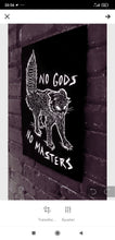 Load image into Gallery viewer, Feral kitten patch - No gods no masters - Screen printing on black fabric