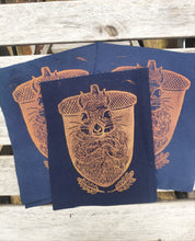 Load image into Gallery viewer, Squirrel patch - Linocut patch on recycled fabric