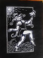 Load image into Gallery viewer, Jester opossum patch - Screen printing on black fabric