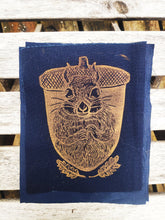 Load image into Gallery viewer, Squirrel patch - Linocut patch on recycled fabric