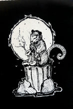 Load image into Gallery viewer, Opossum playing saxophone patch -  Screen printing on black fabric