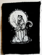 Load image into Gallery viewer, Opossum playing saxophone patch -  Screen printing on black fabric