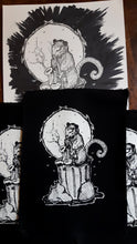 Load image into Gallery viewer, Opossum playing saxophone patch -  Screen printing on black fabric