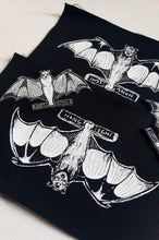 Load image into Gallery viewer, Bat patch - Flying fox upside down - Screen printing on black fabric