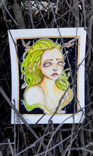 Load image into Gallery viewer, Watercolor and ink portait ( Branches ) - One of a kind