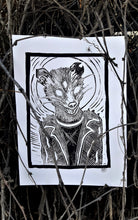 Load image into Gallery viewer, Punk opossum print- linocut print on paper- original art