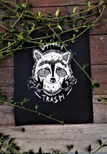 Load image into Gallery viewer, Trash racoon with little hands patch - Screen printing on black fabric