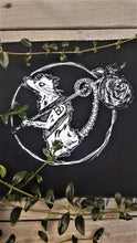 Load image into Gallery viewer, Hitchhiking rat patch - Folk punk traveler - Screen printing on black canvas