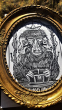 Load image into Gallery viewer, Monkey king of the forest- 3 headed monkey linocut print on paper - original art