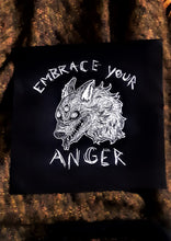 Load image into Gallery viewer, Angry Wolf backpatch - Embrace your anger - Screen printing on black fabric