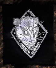 Load image into Gallery viewer, Eat the rich / feed the poor opossum Back patch - Screen printing on black fabric