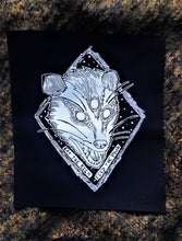 Load image into Gallery viewer, Eat the rich / feed the poor opossum Back patch - Screen printing on black fabric