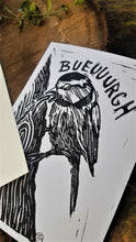 Load image into Gallery viewer, '' MÈRE. J'AI APPÉTIT. '' Baby bird screaming for food - mini linocut print