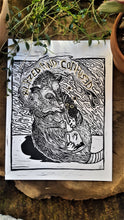 Load image into Gallery viewer, Blazed and confused print - Trippy opossum - linocut print on paper