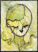 Load image into Gallery viewer, Green watercolor chaotic portrait mini print- 5x7 original art - Print on paper