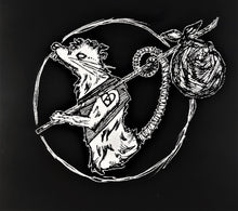 Load image into Gallery viewer, Hitchhiking rat patch - Folk punk traveler - Screen printing on black canvas
