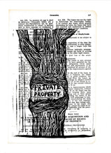 Load image into Gallery viewer, Private property - Tree linocut print on civil code book page