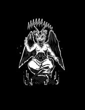 Load image into Gallery viewer, Baphomet screaming opossum Backpatch - Screen printed on black fabric