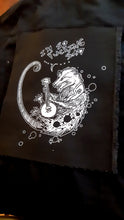 Load image into Gallery viewer, Folk punk banjo playing opossum patch - Screen printing on black fabric