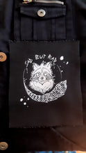 Load image into Gallery viewer, Sad but rad trash racoon patch  - Screen printing on black fabric