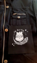 Load image into Gallery viewer, Sad but rad trash racoon patch  - Screen printing on black fabric