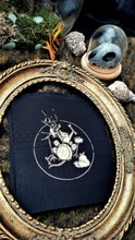 Load image into Gallery viewer, Punk drummer trash opossum patch  - Screen printing on black fabric