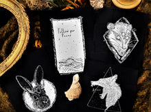 Load image into Gallery viewer, Pack of 4 mythical animals patches - Screen printing on black fabric