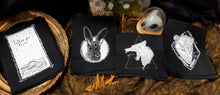 Load image into Gallery viewer, Pack of 4 mythical animals patches - Screen printing on black fabric