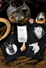 Load image into Gallery viewer, Pack of 4 mythical animals patches - Screen printing on black fabric