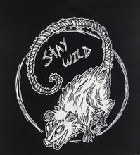 Load image into Gallery viewer, Wild trash possum patch - Stay wild - Screen printing on black fabric