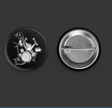 Load image into Gallery viewer, Screaming punk drummer opossum pin back round button