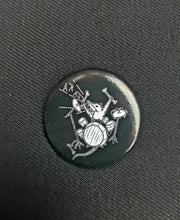 Load image into Gallery viewer, Screaming punk drummer opossum pin back round button