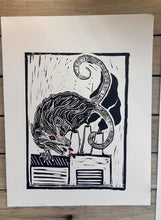 Load image into Gallery viewer, Mutant opossum print- linocut print on paper - original art