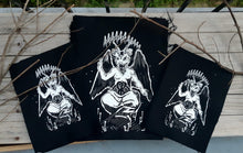 Load image into Gallery viewer, Baphomet screaming opossum Backpatch - Screen printed on black fabric