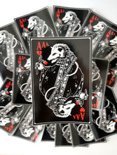 Load image into Gallery viewer, Ace of heart - Screaming opossum playing card style 2x4 Weatherproof vinyl sticker
