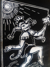 Load image into Gallery viewer, Jester opossum patch - Screen printing on black fabric
