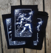 Load image into Gallery viewer, Jester opossum patch - Screen printing on black fabric

