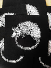 Load image into Gallery viewer, Ouroboropossum patch - Opossum eating its tail - Screen printing on black fabric
