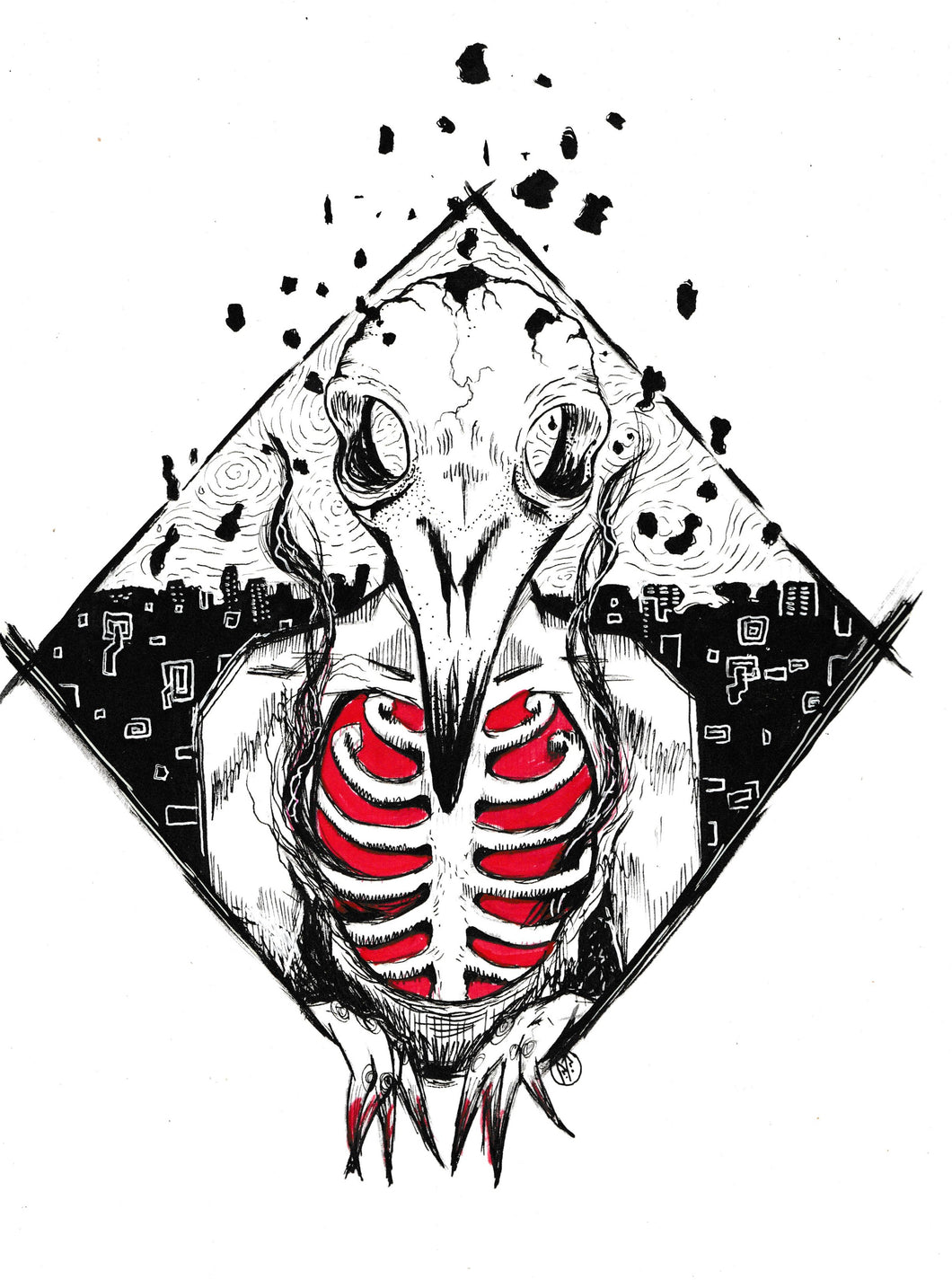 Bringer of pestilence - Alternate reality windows - Bird skull and crumbling world