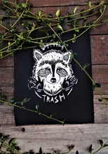 Load image into Gallery viewer, Trash racoon with little hands patch - Screen printing on black fabric

