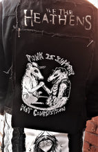 Load image into Gallery viewer, Punk is support not competition backpatch - rat and opossum - Screen printing on black fabric
