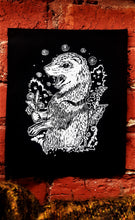 Load image into Gallery viewer, Wild ferret patch - Screen printing on black fabric
