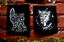 Load image into Gallery viewer, Lost dog / No masters patch - Screen printing on black fabric
