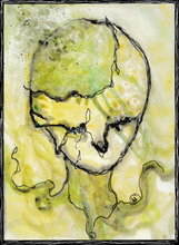 Load image into Gallery viewer, Green watercolor chaotic portrait mini print- 5x7 original art - Print on paper
